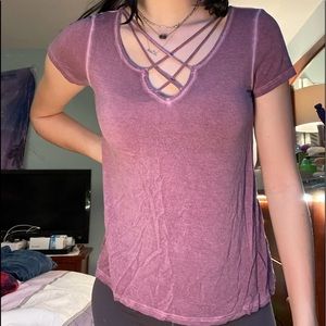 American Eagle purple cross cross shirt